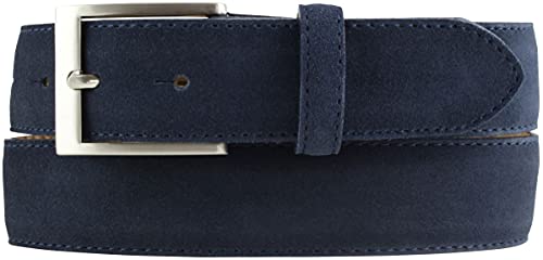 Gürtel aus Veloursleder 3,5 cm | Velour-Ledergürtel für Damen Herren 35mm | Wildleder-Gürtel | Marine 100cm von Brazil Lederwaren