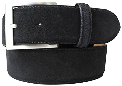 Gürtel aus Veloursleder 4 cm | Velour-Ledergürtel für Damen Herren 40mm | Wildleder-Gürtel 4cm | Schwarz 90cm von Brazil Lederwaren