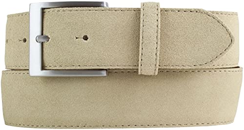 Gürtel aus Veloursleder 4 cm | Velour-Ledergürtel für Damen Herren 40mm | Wildleder-Gürtel 4cm | Beige 80cm von Brazil Lederwaren