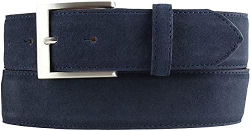 Gürtel aus Veloursleder 4 cm | Velour-Ledergürtel für Damen Herren 40mm | Wildleder-Gürtel 4cm | Marine 80cm von Brazil Lederwaren