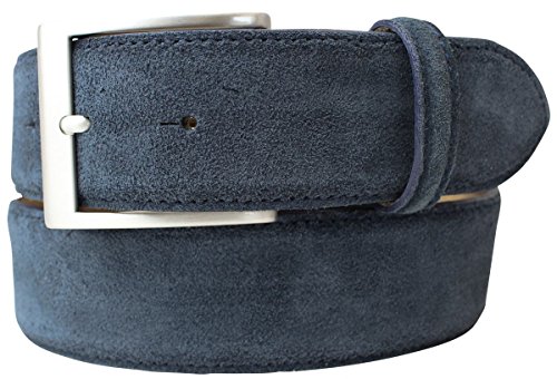 Gürtel aus Veloursleder 4 cm | Velour-Ledergürtel für Damen Herren 40mm | Wildleder-Gürtel 4cm | Dunkelblau 100cm von Brazil Lederwaren