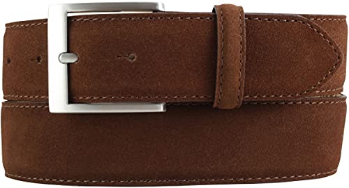 Gürtel aus Veloursleder 4 cm | Velour-Ledergürtel für Damen Herren 40mm | Wildleder-Gürtel 4cm | Tabac 105cm von Brazil Lederwaren