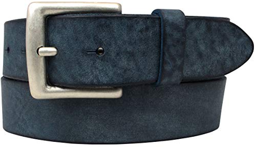 Gürtel aus weichem Vollrindleder Used-Look 4 cm | Jeans-Gürtel für Damen Herren 40mm | Ledergürtel Vintage-Look | Marine 110cm von Brazil Lederwaren