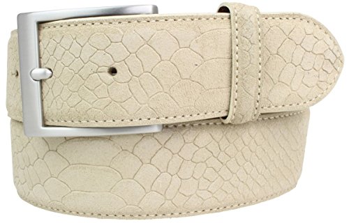 Gürtel mit Pythonprägung 4 cm | Leder-Gürtel für Damen Herren 40mm Schlangen-Optik |Schlangen-Muster Python-Muster | Mist 80cm von Brazil Lederwaren