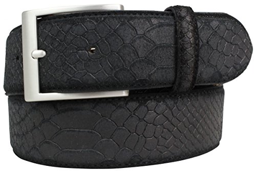 Gürtel mit Pythonprägung 4 cm | Leder-Gürtel für Damen Herren 40mm Schlangen-Optik |Schlangen-Muster Python-Muster | Schwarz 90cm Gürtel mit Pythonprägung 4 cm | Leder-Gürtel für Damen Herren 40mm Schlangen-Optik |Schlangen-Muster Python-Muster | Schwarz 90cm von Brazil Lederwaren