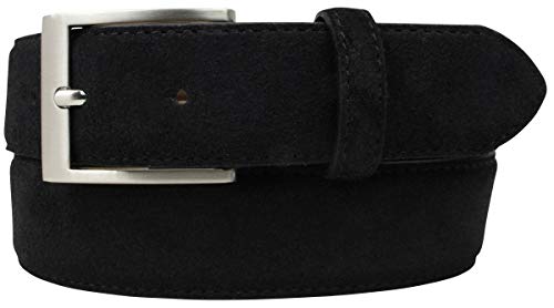 Gürtel aus Veloursleder 3,5 cm | Velour-Ledergürtel für Damen Herren 35mm | Wildleder-Gürtel | Schwarz 80cm von Brazil Lederwaren