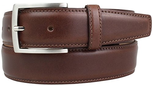 Hochwertiger Anzuggürtel aus Vollrindleder 3,5 cm | Bombierter Ledergürtel Herren 35mm Made in Italy | Business-Gürtel | Braun 110cm von Brazil Lederwaren