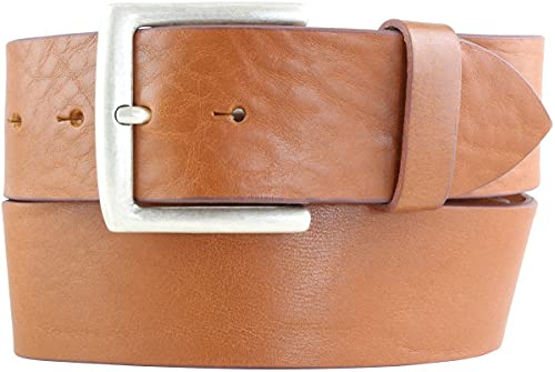 Jeansgürtel aus Vollrindleder 5 cm | Leder-Gürtel für Damen Herren 50mm | Breiter Ledergürtel aus echtem Leder | Tabac 125cm von Brazil Lederwaren