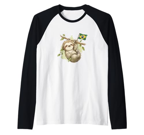Cooles brasilianisches Faultier Kostüm für Jungen und Mädchen Raglan von Brazil Sloth Outfit