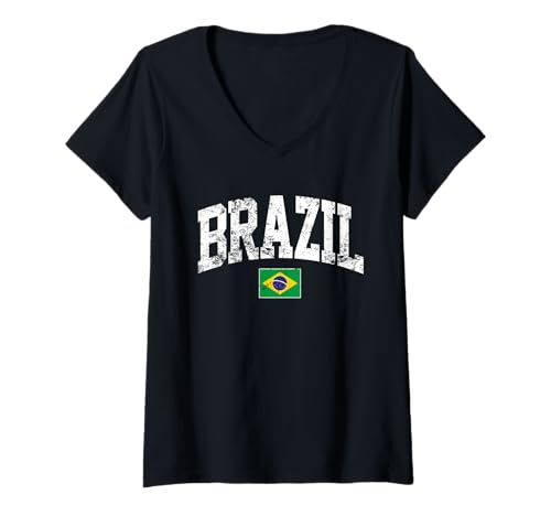 Damen Brasilien Urlaub nach Brasilien Geschenk Familienreise Brasilien Souvenir T-Shirt mit V-Ausschnitt von Brazil vacation to Brazil Gift family trip