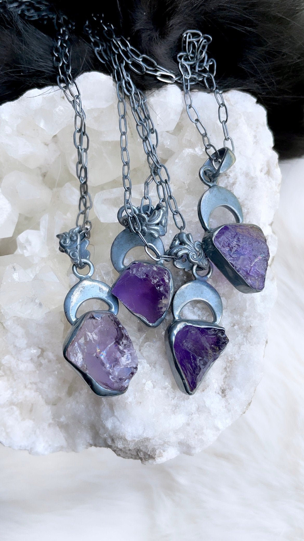 Halbmond Halskette, Amethyst Februar Geburtsstein Halskette von BrazilianMagick