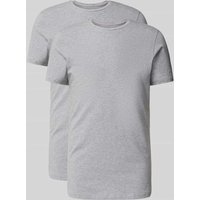 Bread & Boxers T-Shirt mit geripptem Rundhalsausschnitt in Hellgrau Melange, Größe XL von Bread & Boxers