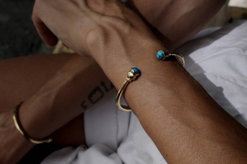 The Acorn Türkis Armreif - Gefertigt in Massiver Bronze Oder Massivem Sterling Silber von BreakAstone