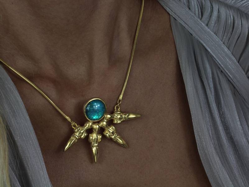 Einheit Apatit Sterling Silber Vergoldet Halskette von BreakAstone