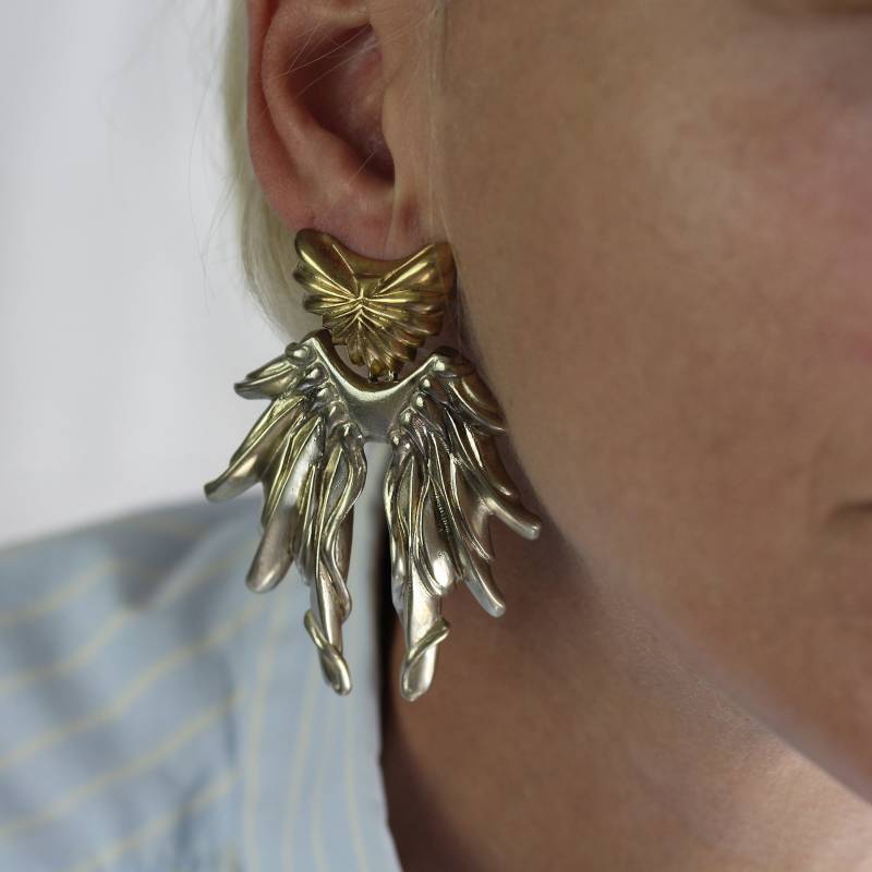 Phoenix Baumelnde Ohrringe Gold Und Silber von BreakAstone