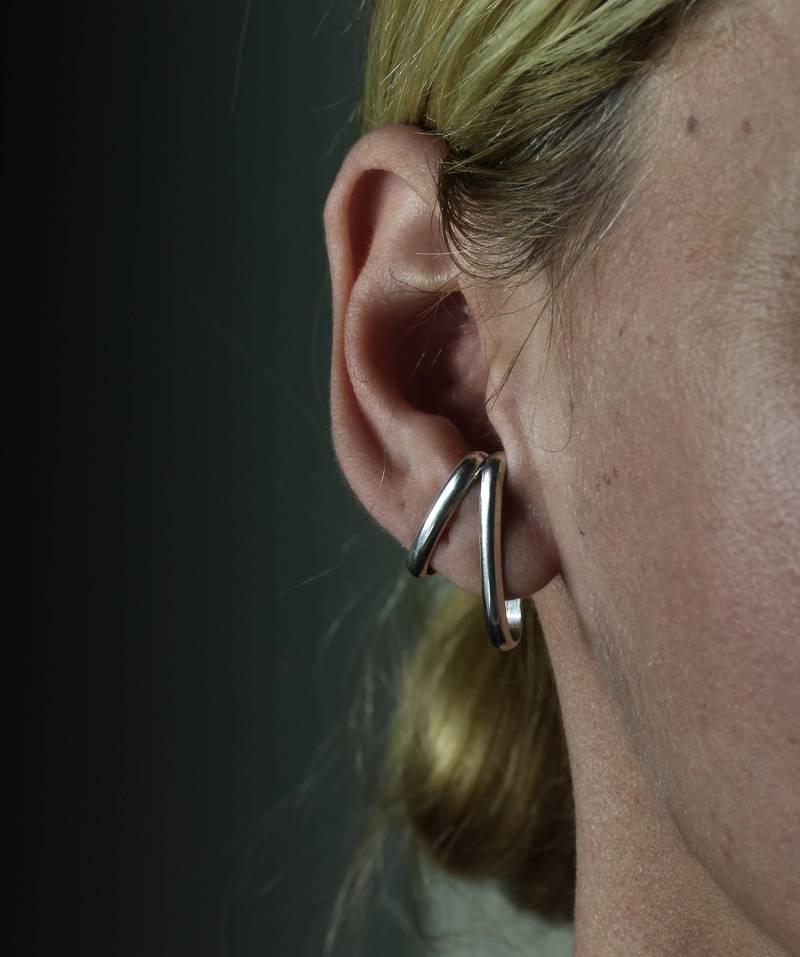 sterling Silber Ohrmanschette Vendra Design, Ohrlöcher, Zwei Größen von BreakAstone