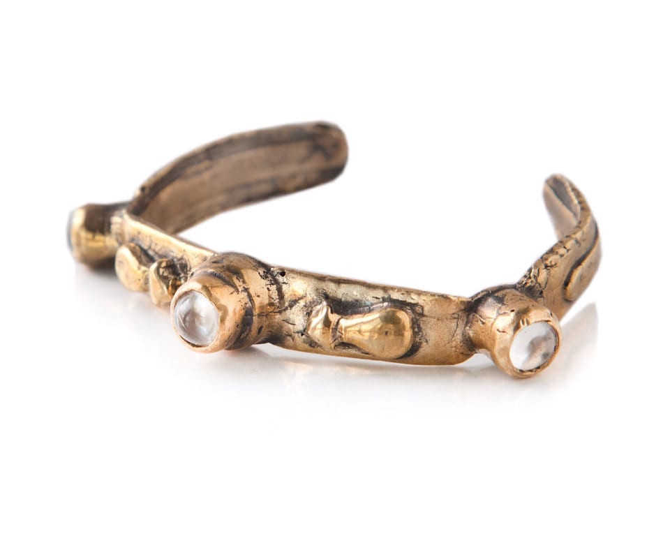 Vintage Style Quarz Manschette Massive Bronze Boho Armband von BreakAstone