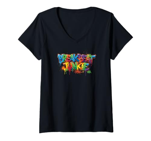Damen Electro Breakbeat Junkie - House-Musik Florida Breakbeat T-Shirt mit V-Ausschnitt von Breakbeat House Music Festival Outfits