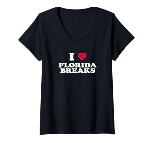 Damen Ich Liebe Florida Breaks - House Music Breakbeat T-Shirt mit V-Ausschnitt von Breakbeat House Music Festival Outfits