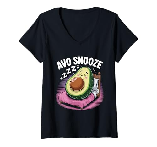 Damen Nap Lover mit Avocado-Toast T-Shirt mit V-Ausschnitt von Breakfast Fan Gifts
