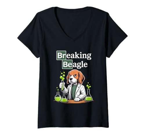 Damen Lustige Kleidung mit Hundemotiv „Breaking Beagle Dad“ T-Shirt mit V-Ausschnitt Damen Lustige Kleidung mit Hundemotiv „Breaking Beagle Dad“ T-Shirt mit V-Ausschnitt von Breaking Beagle Dad Funny Dog Themed Stuff Clothes