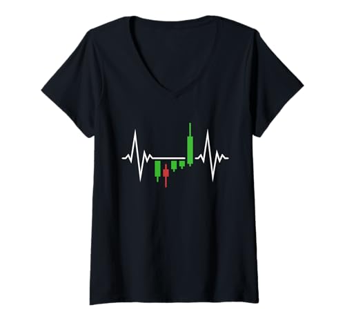 Damen Trader's Heartbeat Breakout Pattern Candlestick Charts T-Shirt mit V-Ausschnitt Damen Trader's Heartbeat Breakout Pattern Candlestick Charts T-Shirt mit V-Ausschnitt von Breakout Pattern Funny Designs