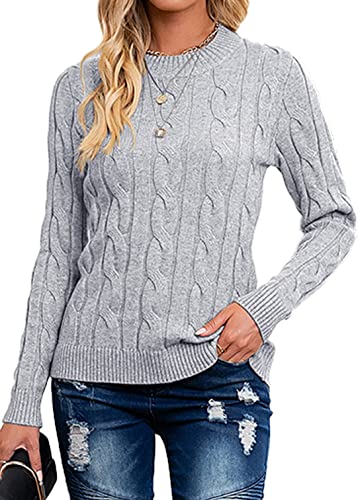 Breampot Pullover Damen Casual Strickpullover Winter Rundhals Lose Pulli Warm Outwear Pullover Oberteile (Grau, Small) von Breampot