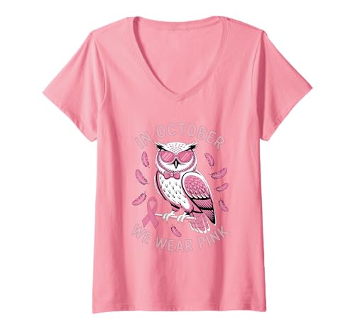 Damen Pink Ribbon Warrior Brustkrebs-Support-Kämpfer T-Shirt mit V-Ausschnitt Damen Pink Ribbon Warrior Brustkrebs-Support-Kämpfer T-Shirt mit V-Ausschnitt von Breast Cancer Awareness Apparel for Courageous