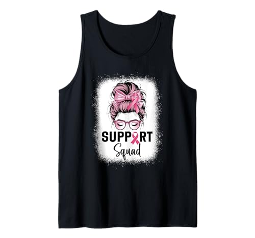 Brustkrebsbewusstsein Frauen Support Squad Messy Bun Tank Top von Breast Cancer Awareness Designs