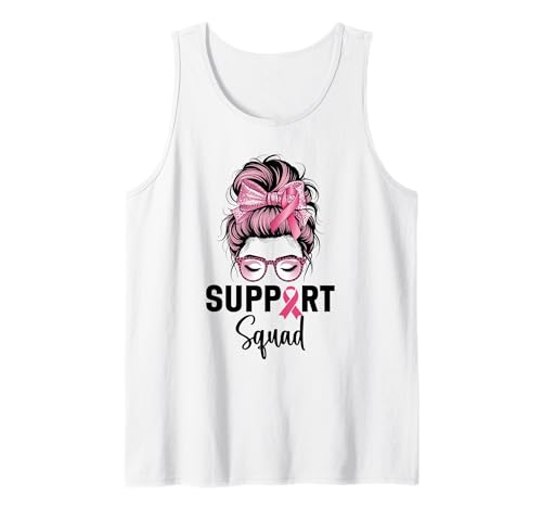 Brustkrebsbewusstsein Frauen Support Squad Messy Bun Tank Top Brustkrebsbewusstsein Frauen Support Squad Messy Bun Tank Top von Breast Cancer Awareness Designs