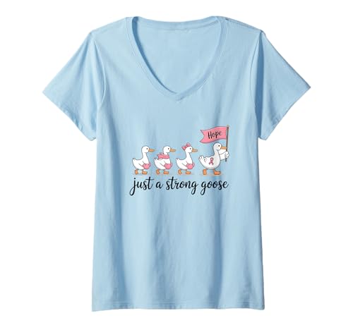 Damen Hope Ducky Parade Brustkrebs-Bewusstsein T-Shirt mit V-Ausschnitt Damen Hope Ducky Parade Brustkrebs-Bewusstsein T-Shirt mit V-Ausschnitt von Breast Cancer Awareness Ducky Hope Parade