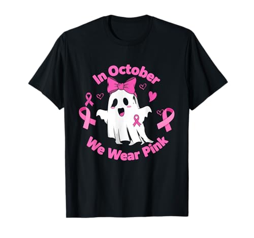 Brustkrebs Damen Halloween Mädchen im Oktober tragen wir rosa T-Shirt Brustkrebs Damen Halloween Mädchen im Oktober tragen wir rosa T-Shirt von Breast Cancer Awareness For Kids Witch Halloween