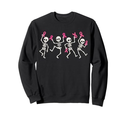 Pink Ribbon Brustkrebs-Bewusstseins-Skelett, Damen, Herren, Kinder Sweatshirt von Breast Cancer Awareness Halloween Shirt Women Men