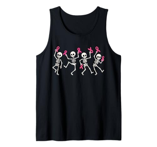Pink Ribbon Brustkrebs-Bewusstseins-Skelett, Damen, Herren, Kinder Tank Top von Breast Cancer Awareness Halloween Shirt Women Men