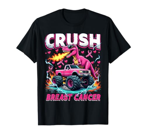 Crush Breast Cancer Awareness Monster Truck Toddler Boy Kids T-Shirt von Breast Cancer Awareness Monster Truck T-rex Kids