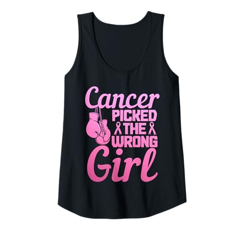 Damen Cancer Picked The Wrong Girl Brustkrebs-Bewusstseinsmonat Tank Top von Breast Cancer Awareness Month Co.