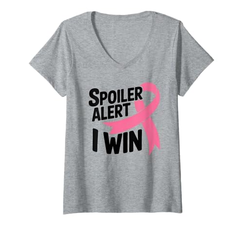 Damen Brustkrebs Survivor Fighter Pink Ribbon Awareness Monat T-Shirt mit V-Ausschnitt von Breast Cancer Awareness Month Pink Ribbon Warrior