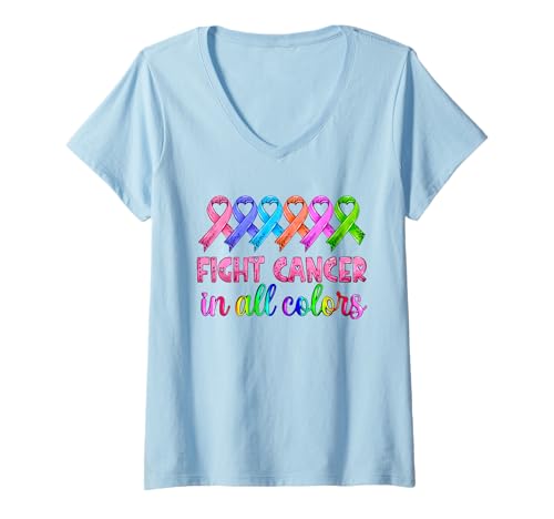 Damen Bekämpfen Sie Krebs in allen Farben Brustkrebs-Bewusstsein für Damen T-Shirt mit V-Ausschnitt Damen Bekämpfen Sie Krebs in allen Farben Brustkrebs-Bewusstsein für Damen T-Shirt mit V-Ausschnitt von Breast Cancer Awareness Month