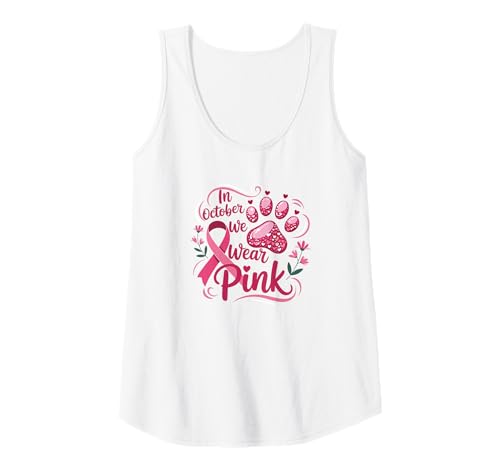 Damen Im Oktober tragen wir Pink Paw of Hope - Breast Cancer Awarenes Tank Top von Breast Cancer Awareness Pink Ribbon Paw Print Tee