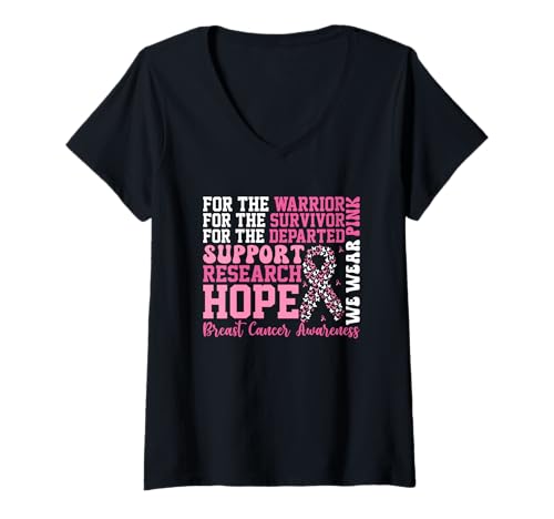 Damen Für The Warrior Survivor hat Pink Hope verlassen T-Shirt mit V-Ausschnitt Damen Für The Warrior Survivor hat Pink Hope verlassen T-Shirt mit V-Ausschnitt von Breast Cancer Awareness Pink Support