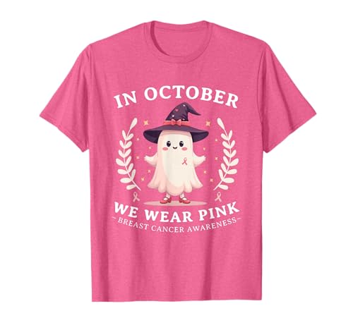 Im Oktober tragen wir rosa Hemden Frauen Halloween Brustkrebs T-Shirt Im Oktober tragen wir rosa Hemden Frauen Halloween Brustkrebs T-Shirt von Breast Cancer Awareness Shirts For Women Men Girls