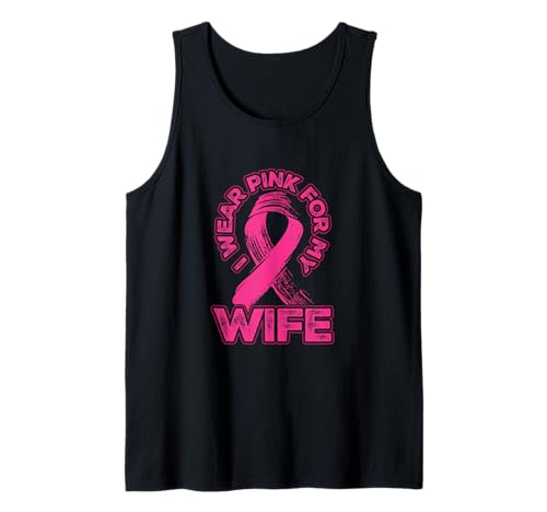 Herren Ich trage Pink für Meine Frau Breast Cancer Awareness Tank Top von Breast Cancer Awareness Support Co.