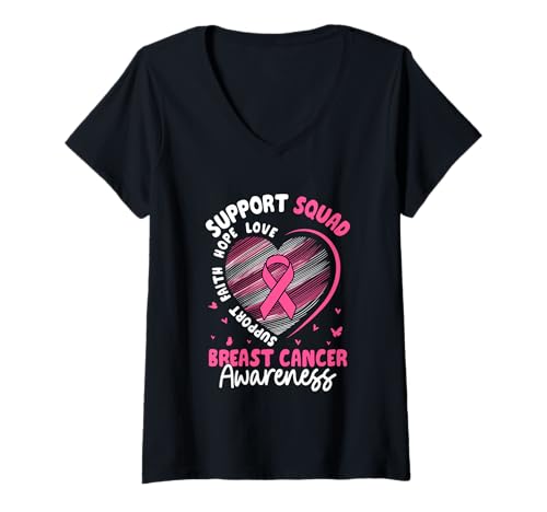 Damen Support Squad Brustkrebs-Bewusstsein Hoffnung Liebe T-Shirt mit V-Ausschnitt Damen Support Squad Brustkrebs-Bewusstsein Hoffnung Liebe T-Shirt mit V-Ausschnitt von Breast Cancer Awareness Support Hope Love