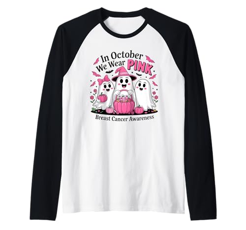 In October We Wear Pink Ghost Woman Breast Cancer Awareness Raglan In October We Wear Pink Ghost Woman Breast Cancer Awareness Raglan von Breast Cancer Awareness T-shirt