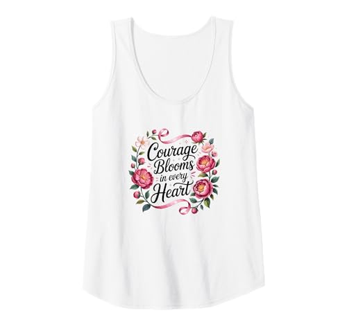 Damen Mut blüht in jedem Herzen, rosa Band, Blumenbewusstsein Tank Top von Breast Cancer Awareness Tee For Women's