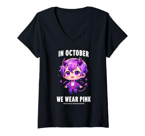 Damen Im Oktober tragen wir Pink/Brustkrebs-Bewusstseinsmonat T-Shirt mit V-Ausschnitt Damen Im Oktober tragen wir Pink/Brustkrebs-Bewusstseinsmonat T-Shirt mit V-Ausschnitt von Breast Cancer Awareness Tee
