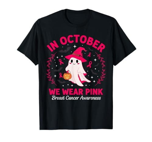 Im Oktober tragen wir rosa Geist Halloween Brustkrebs Frauen T-Shirt Im Oktober tragen wir rosa Geist Halloween Brustkrebs Frauen T-Shirt von Breast Cancer Awareness Tees For Men Women kids