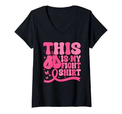 Damen My Fight Women Breast Cancer Awareness T-Shirt mit V-Ausschnitt Damen My Fight Women Breast Cancer Awareness T-Shirt mit V-Ausschnitt von Breast Cancer Awareness Tees
