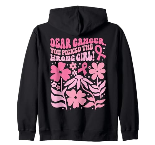 Brustkrebs Picked The Wrong Girl Chick Pink Ribbon Fight Kapuzenjacke von Breast Cancer Awareness Warrior Survivor Gifts