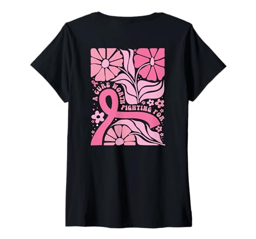 Damen Fighting Breast Cancer Pink Ribbon Oktober Awareness Month T-Shirt mit V-Ausschnitt von Breast Cancer Awareness Warrior Survivor Gifts